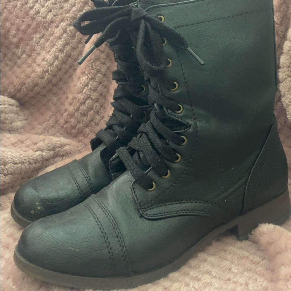 SO Black Lace-Up Combat Boots